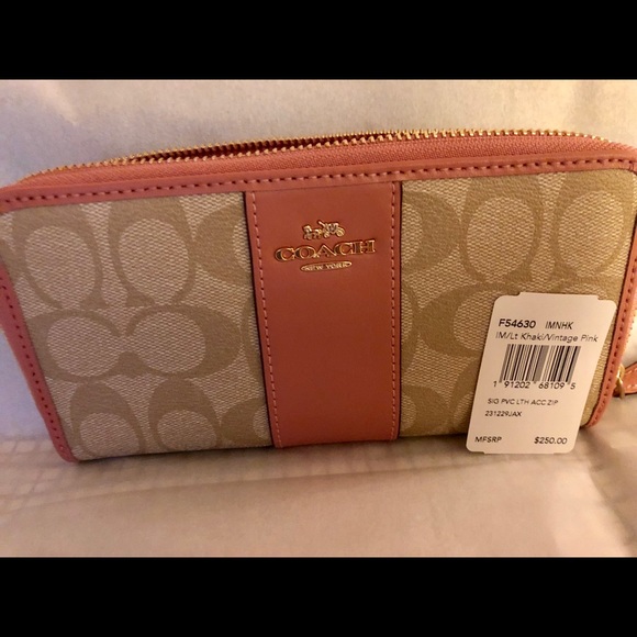 Coach Signature PVC Leather Acc Zip Around Wallet - Picture 3 of 8
